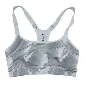 UNDER ARMOUR Racerback Retro Geometric Print Sports Bra • Small • gray‎
